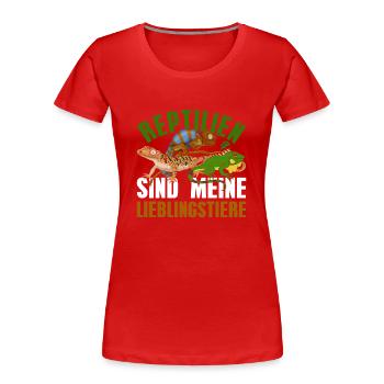 Waran Gecko Chamäleon Geschenk Lustiges Reptil - Frauen Premium Bio T-Shirt - Rot - Vorne - Mia (176cm)