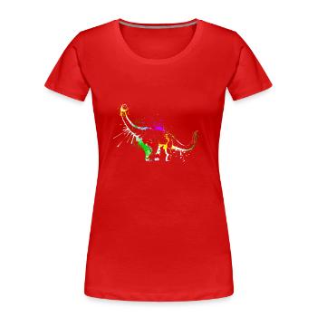 Splash art Dinosaure sauropode diplodocus - T-shirt bio Premium Femme - rouge - Devant - Mia (176cm)