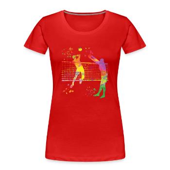 Volleyballspieler Kinder Beachvolleyball - Frauen Premium Bio T-Shirt - Rot - Vorne - Mia (176cm)