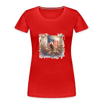 Vintage Amerika Flagge Weißkopfadler Usa - Frauen Premium Bio T-Shirt - Rot - Vorne - Mia (176cm)