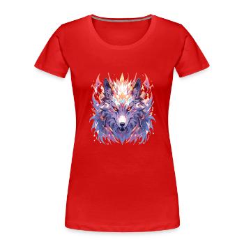 Wolf Wölfe Tier Wildtiere Wolfkopf - Frauen Premium Bio T-Shirt - Rot - Vorne - Mia (176cm)