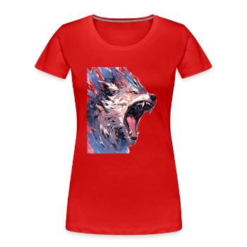 Wolf Wolfskopf Wölfe Waldbewohner Tiere - Frauen Premium Bio T-Shirt - Rot - Vorne - Mia (176cm)