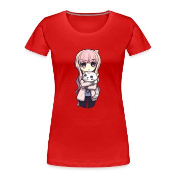 Anime Katzen Kawaii Teen Otaku Mädchen Mit Katze - Frauen Premium Bio T-Shirt - Rot - Vorne - Mia (176cm)
