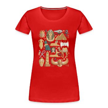 Ägypten Doodles Pyramide Pharao Sphinx Kairo - Frauen Premium Bio T-Shirt - Rot - Vorne - Mia (176cm)