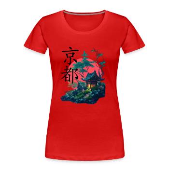 Japanese Dojo - Frauen Premium Bio T-Shirt - Rot - Vorne - Mia (176cm)