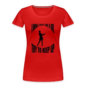 Golfspielerin Golfsport Golf Golfverein Golfplatz - Frauen Premium Bio T-Shirt - Rot - Vorne - Mia (176cm)