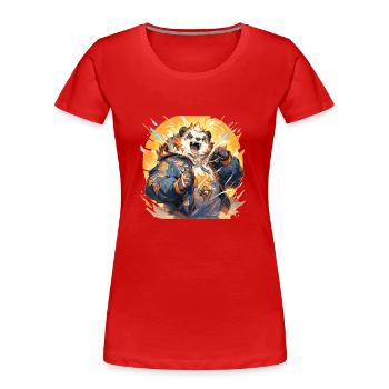 Panda Cool Panda Bear Pandas - Women's Premium Organic T-Shirt - red - Front - Mia (176cm)