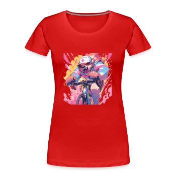 Panda Fahrrad Rennrad Pandabär - Frauen Premium Bio T-Shirt - Rot - Vorne - Mia (176cm)