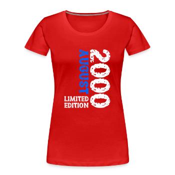 2000 August Limited Edition 23. Geburtstag Outfit - Frauen Premium Bio T-Shirt - Rot - Vorne - Mia (176cm)