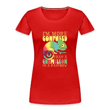 Chameleon Reptile Propriétaire Lizard Reptile Pet - T-shirt bio Premium Femme - rouge - Devant - Mia (176cm)