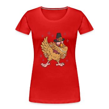 Thanksgiving Day Abendessen Dabbing Türkei Pilger - Frauen Premium Bio T-Shirt - Rot - Vorne - Mia (176cm)