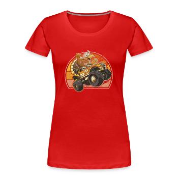 Thanksgiving Day Abendessen Türkei Reiten Monster - Frauen Premium Bio T-Shirt - Rot - Vorne - Mia (176cm)