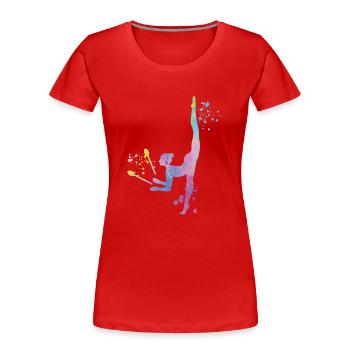 Gymnastin Mit Keulen Rhythmische Sportgymnastik - Frauen Premium Bio T-Shirt - Rot - Vorne - Mia (176cm)