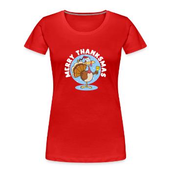 Frohe Thanksmas Santa Truthahn Tag Thanksgiving - Frauen Premium Bio T-Shirt - Rot - Vorne - Mia (176cm)