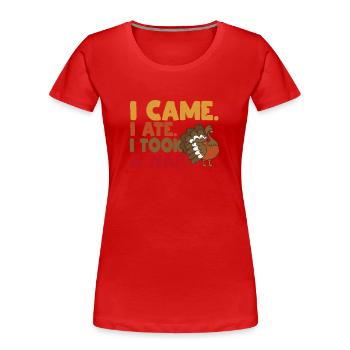 Je suis venu, j’ai mangé, j’ai fait une sieste - T-shirt bio Premium Femme - rouge - Devant - Mia (176cm)