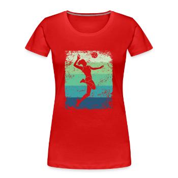 Volleyball Spieler Retro Beach Volleyball - Frauen Premium Bio T-Shirt - Rot - Vorne - Mia (176cm)