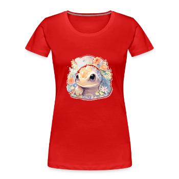Tortue Lézard Tortue Bébés Tortues - T-shirt bio Premium Femme - rouge - Devant - Mia (176cm)