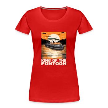King Of The Pontoon Motorboat Captain Pontooning - Frauen Premium Bio T-Shirt - Rot - Vorne - Mia (176cm)