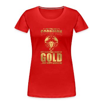 Signe du zodiaque Scorpion Horoscope astrologique Scorpion - T-shirt bio Premium Femme - rouge - Devant - Mia (176cm)