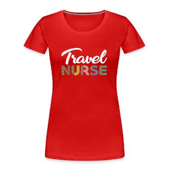 Mignon voyage infirmière imprimé léopard - T-shirt bio Premium Femme - rouge - Devant - Mia (176cm)