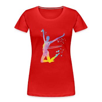 Gymnastin Mit Keulen Rhythmische Sportgymnastik - Frauen Premium Bio T-Shirt - Rot - Vorne - Mia (176cm)