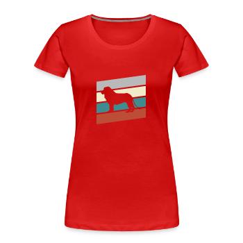 Lion Rétro - T-shirt bio Premium Femme - rouge - Devant - Mia (176cm)