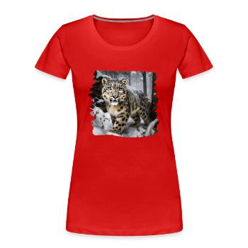 Léopard des neiges Léopard des neiges - T-shirt bio Premium Femme - rouge - Devant - Mia (176cm)