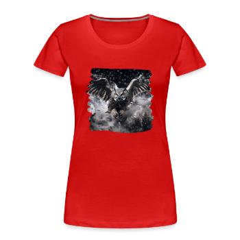 Eulen Kauz Owl Uhu Nachteule Eule - Frauen Premium Bio T-Shirt - Rot - Vorne - Mia (176cm)