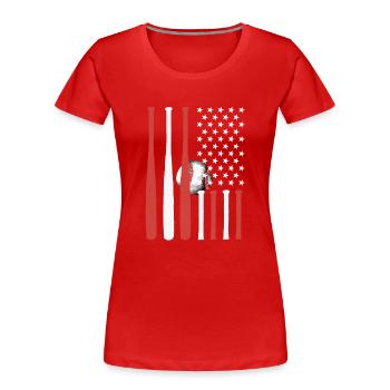 Baseballschläger mit Amerika Flagge - Frauen Premium Bio T-Shirt - Rot - Vorne - Mia (176cm)