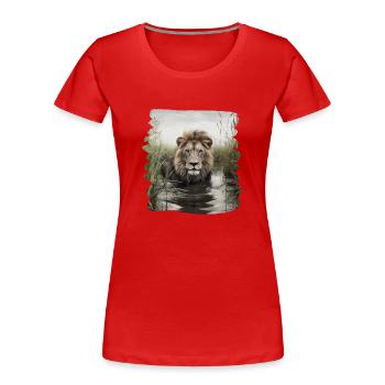 Lion lion réaliste lion - T-shirt bio Premium Femme - rouge - Devant - Mia (176cm)