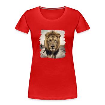 Lion lion réaliste lion - T-shirt bio Premium Femme - rouge - Devant - Mia (176cm)