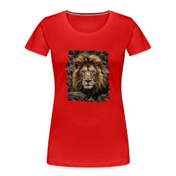 Lion lion réaliste lion - T-shirt bio Premium Femme - rouge - Devant - Mia (176cm)
