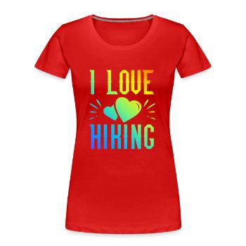 I love hiking - Women's Premium Organic T-Shirt - red - Front - Mia (176cm)