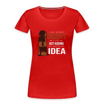 Chocolat - T-shirt bio Premium Femme - rouge - Devant - Mia (176cm)
