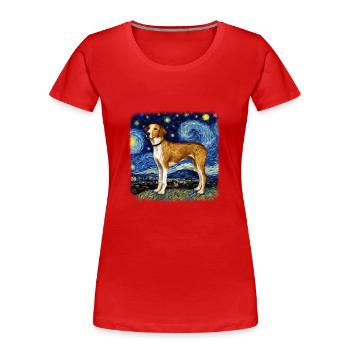 American Foxhound Van gogh starry night - Women's Premium Organic T-Shirt - red - Front - Mia (176cm)