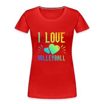 Ich liebe Volleyball - Frauen Premium Bio T-Shirt - Rot - Vorne - Mia (176cm)
