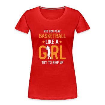 Basketball féminin - T-shirt bio Premium Femme - rouge - Devant - Mia (176cm)