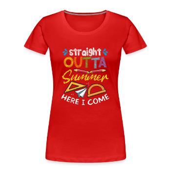 Je viens tout droit de l’été - T-shirt bio Premium Femme - rouge - Devant - Mia (176cm)
