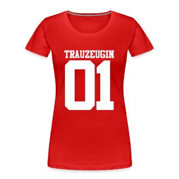 Hochzeit Junggesellenabschied Trauzeugin - Frauen Premium Bio T-Shirt - Rot - Vorne - Mia (176cm)