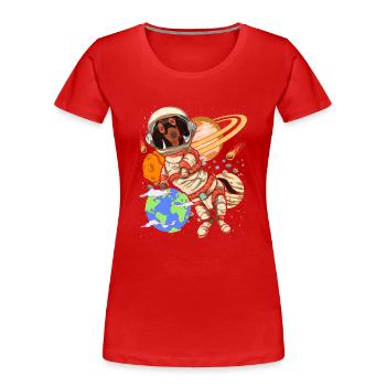 Universe Dogs Gift Space Astronaut Dachshund - Women's Premium Organic T-Shirt - red - Front - Mia (176cm)