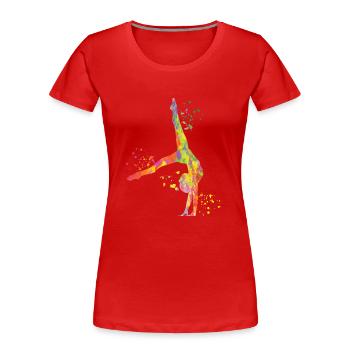 Gymnastin Mit Keulen Rhythmische Sportgymnastik - Frauen Premium Bio T-Shirt - Rot - Vorne - Mia (176cm)