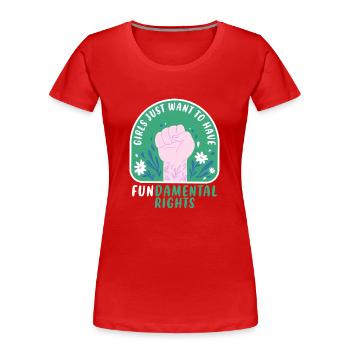 Girls Just want to Have Basic Human Rights - Women's Premium Organic T-Shirt - red - Front - Mia (176cm)