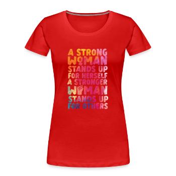 Aquarelle féministe Une femme forte - T-shirt bio Premium Femme - rouge - Devant - Mia (176cm)