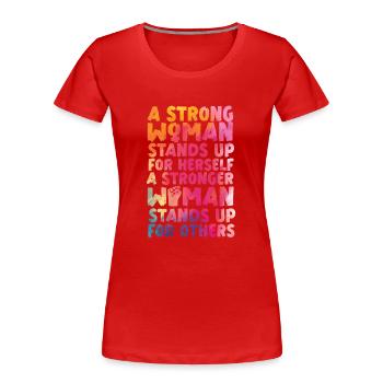 Aquarelle féministe Une femme forte - T-shirt bio Premium Femme - rouge - Devant - Mia (176cm)
