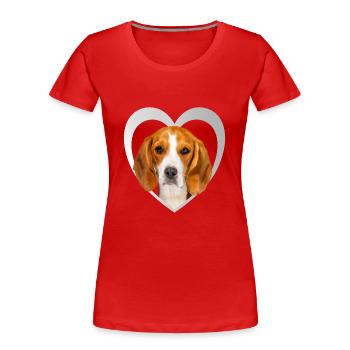 Dog Lovers - Dogs Heart - Beagle - Women's Premium Organic T-Shirt - red - Front - Mia (176cm)