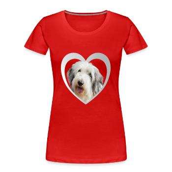 Dog Lovers - Dogs Heart - Old English Sheepdog - T-shirt bio Premium Femme - rouge - Devant - Mia (176cm)