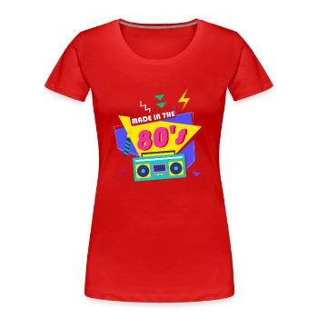 80er Die Musik der 80er - Frauen Premium Bio T-Shirt - Rot - Vorne - Mia (176cm)