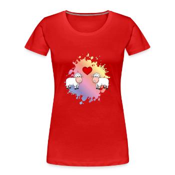 Schaf Comic Paar Liebe - Frauen Premium Bio T-Shirt - Rot - Vorne - Mia (176cm)