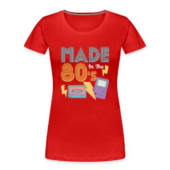 80er Die Musik der 80er - Frauen Premium Bio T-Shirt - Rot - Vorne - Mia (176cm)