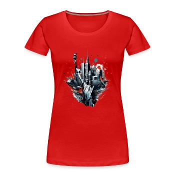 Gratte-ciel de la Statue de la Liberté de New York - T-shirt bio Premium Femme - rouge - Devant - Mia (176cm)